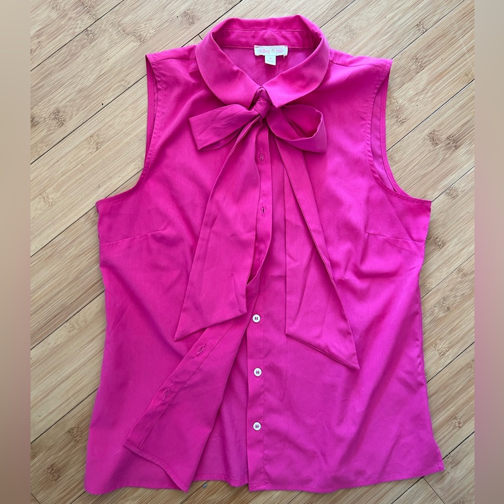 Fuschia Tie Neck Sleeveless Top by Riley & Rae